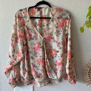F21 Floral Semi-Sheer Blouse